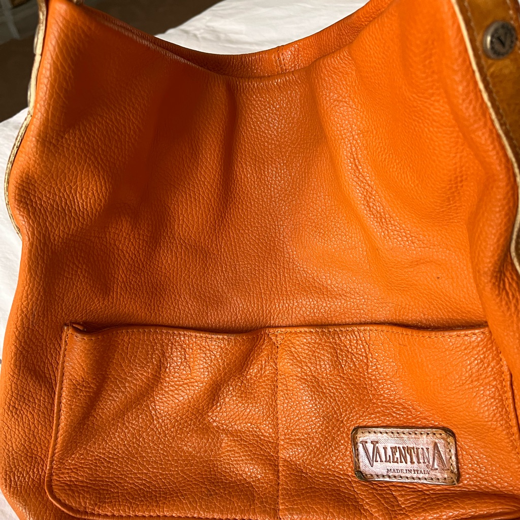Valentina Vibrant Orange Hobo Bag
